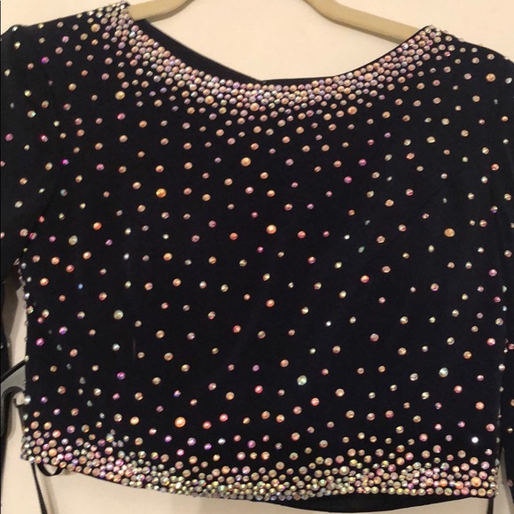 💯 authentic jovani navy blue two piece gown - Picture 5 of 8